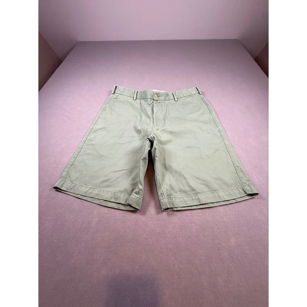 Peter Millar Mens Sage Green Flat Front Chino Shorts Size 34 Golf Casual Twill